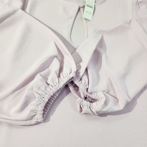 J Crew Pink Puff Sleeve Keyhole Neckline Crepe Top Blouse BL712 Women Size T L - Picture 8 of 15